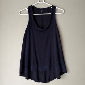 Anthropologie Left of Center sz‎ XS navy blue lagenlook tank top